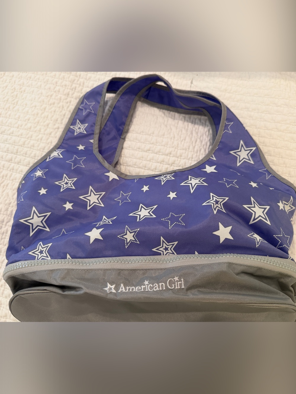 American Girl Navy Star Pattern Tote Bag with Gray Trim